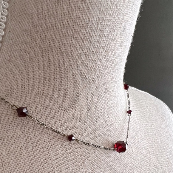 ❤️Vintage Sterling Silver Garnet Necklace - Picture 2 of 8